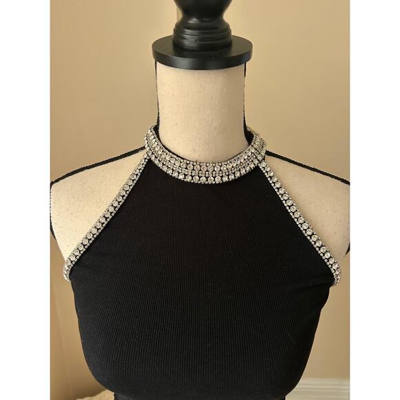 Generation Love Diane Black Sleeveless Razor Back Rhinestone Trim Top XS - Picture 5 of 8